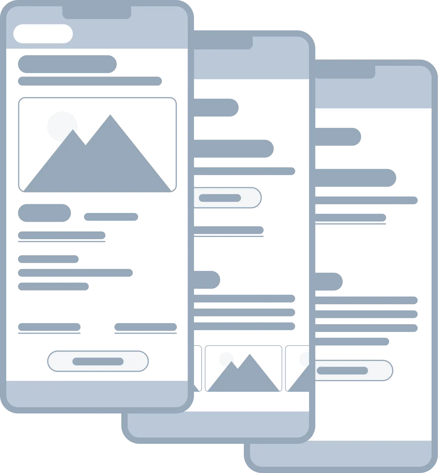 Some screenshots of the Reserve & Collect journey on mobile devices. This image is a collage of screens created for the prototype, and they are tilted 30 degrees. It's more an illustration than a technical drawing.